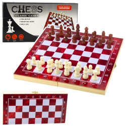 3-in-1 Wooden Game Set Chess Backgammon Checkers Foldable Board 24x24cm