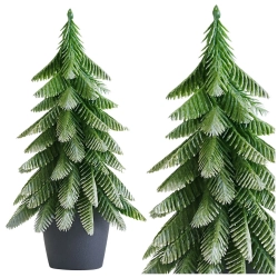 Artificial Decorative Christmas Tree in a Pot, Silver Finish, 32 x 12 cm