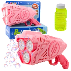 Battery Operated Bubble Gun LED Lights Pink