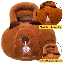 Capybara Plush Bag with Cup Brown 20cm