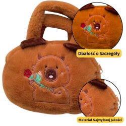 Capybara Plush Bag With Rose Brown 20cm