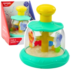 Carousel Spinning Top With Balls And Animals Hippopotamus Lion Monkey Green