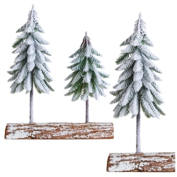 Christmas Tree Composition Decoration on a Trunk Covered with Snow 34 x 28 cm