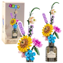 Construction Blocks Bouquet of Colorful Flowers in a Vase 387 pcs.