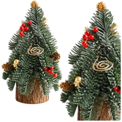 Decorative Christmas Tree on a Trunk Red Rowan Cones 26 x 12 cm