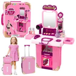 Dressing Table Makeup Set in a Suitcase Accessories 2 in 1 Pink