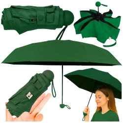 Folding Pocket Umbrella with UV Protection UPF 50+ Green Case 90 cm