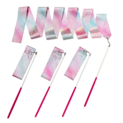 Gymnastic Ribbon For Dance Exercises Pink Violet Blue Shiny