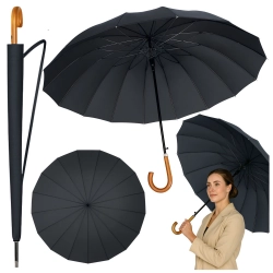 Large Automatic Umbrella with Arm Cover 24-Rib Black 115 cm