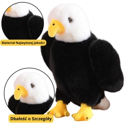 Plush Eagle Bird Plush Toy Mascot Cuddly Toy Black and White 25cm