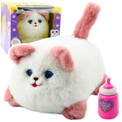 Plush Interactive Kitty Meows Winks Repeats Bottle White