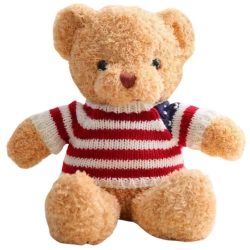 Plush Mascot Cuddly Toy Teddy Bear in Striped T-shirt Cream 32cm