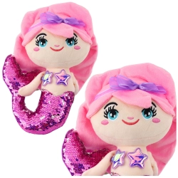 Plush Mermaid Cuddly Toy Tail Sequin Pink-Purple 28cm