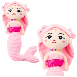 Plush Mermaid with Beads Cuddly Toy Pink 32cm