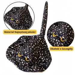Plush Stingray Mascot Cuddly Toy Black Dotted 50cm