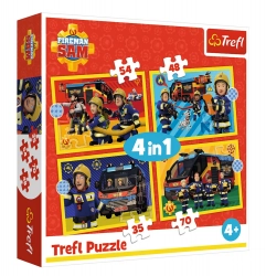 Puzzle – 4-in-1 (35, 48, 54, 70) – Fireman on Duty – Fireman Sam – Trefl 34348