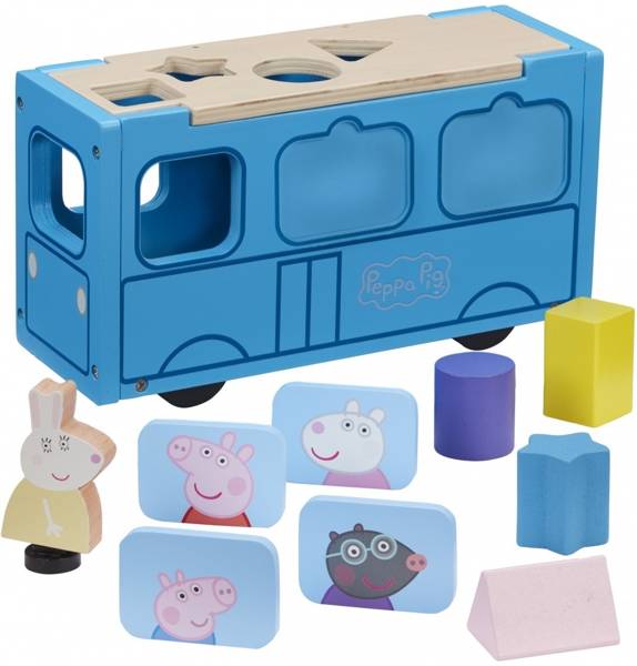 Attīstošā rotaļlieta-sortieris Pepas sivēna skolas Autobus Peppa Pig Wooden School Bus