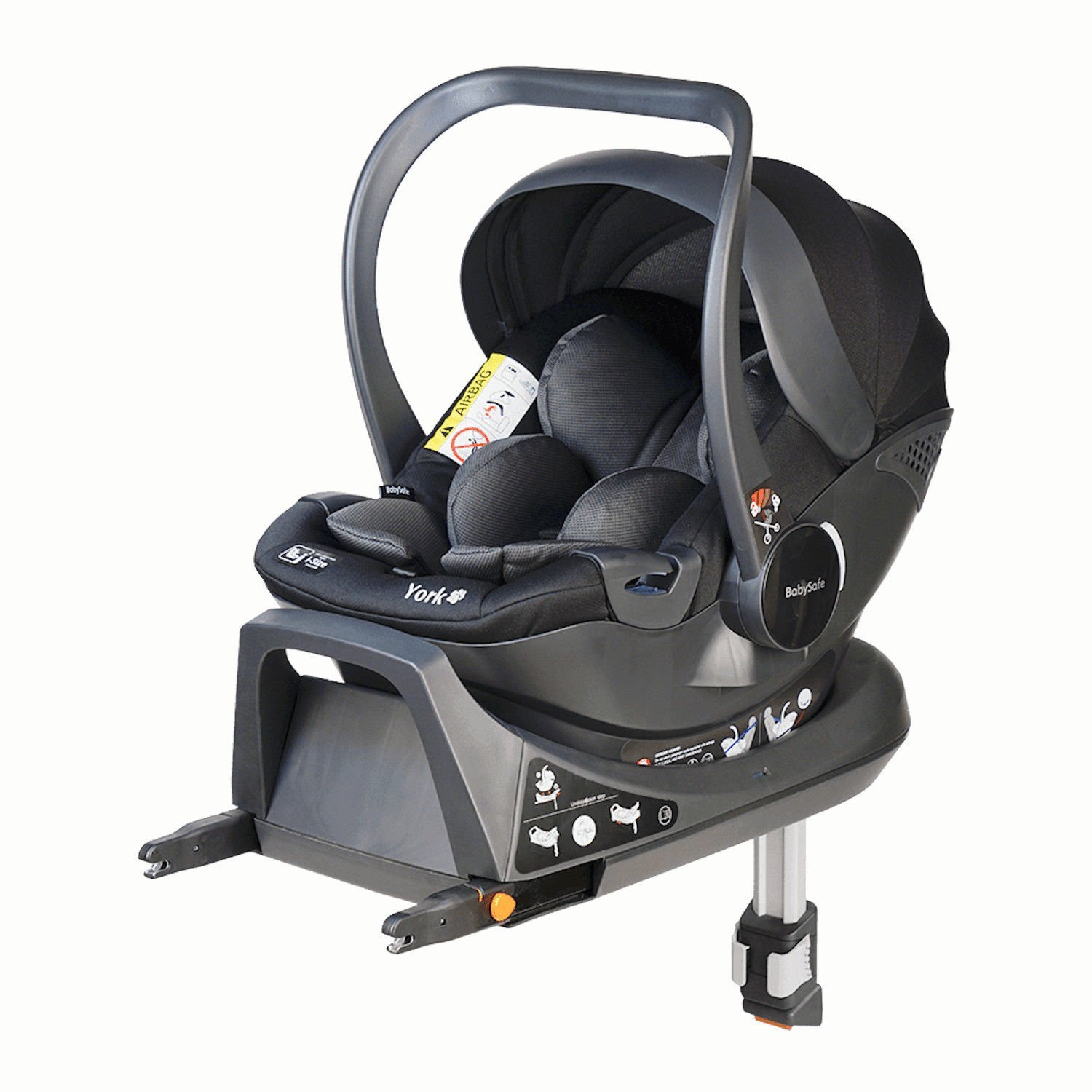 Babysafe York I-size Grey black + ISOFIX Base Bērnu autosēdeklis 0-13 kg