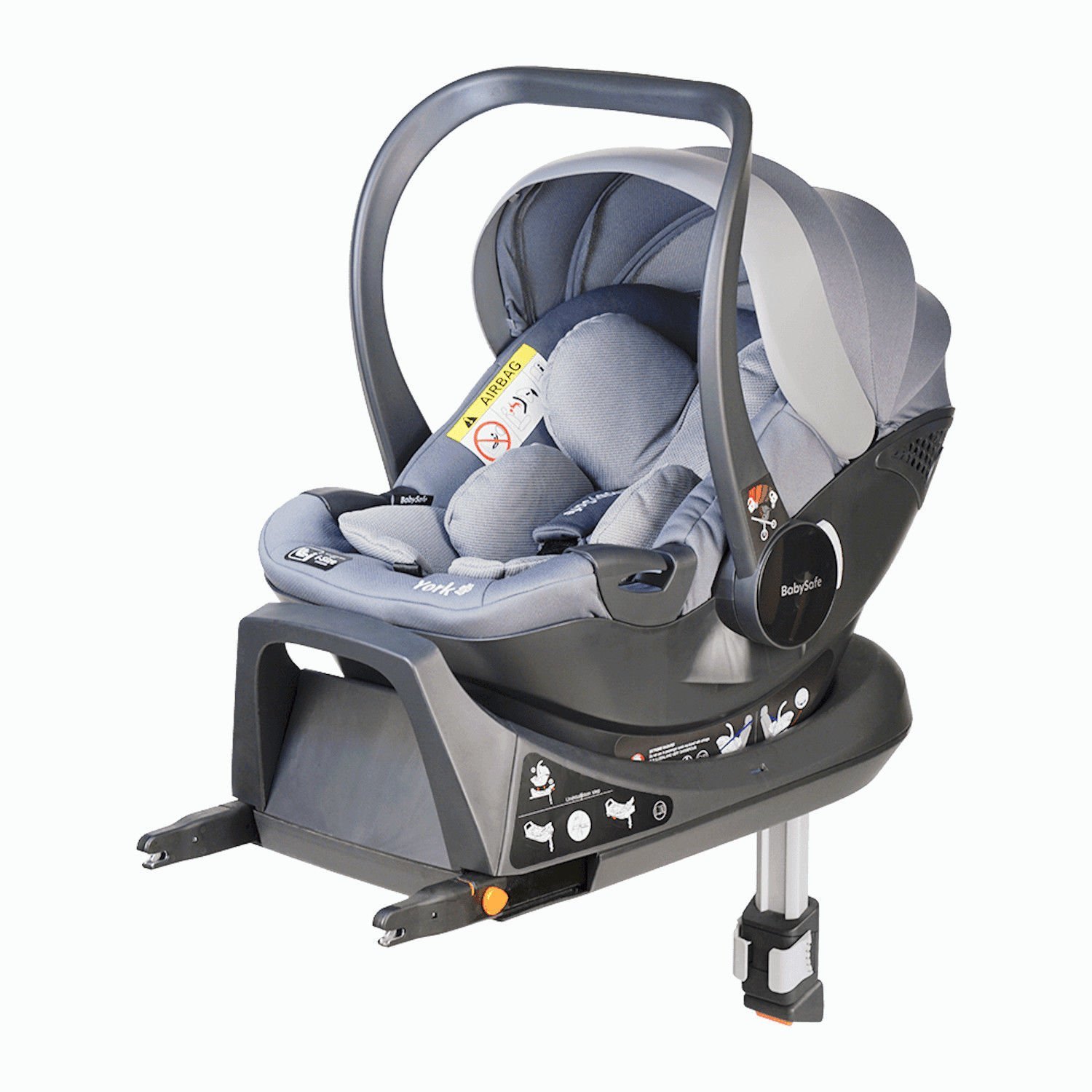 Babysafe York I-size Grey + ISOFIX Base Bērnu autosēdeklis 0-13 kg