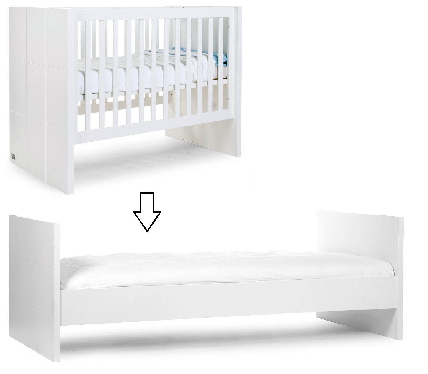 Bērnu gulta Transformeris 120x60 / 200х90 сm Childhome Quadro White