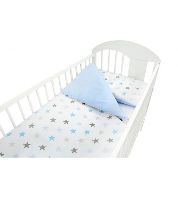 Bērnu gultas veļa: 2 daļas Ankras STARS-DUO K2 blue Virspalags+spilvendrāna (120x90)
