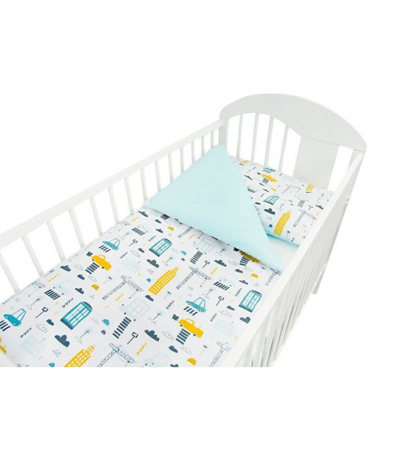 Bērnu gultas veļa: 2 daļas virspalags+spilvendrāna ANKRAS CITY K-2 turquoise