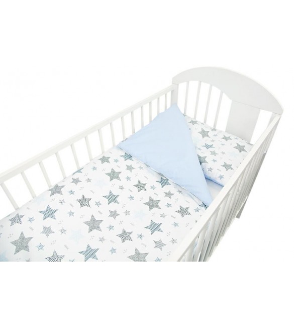 Bērnu gultas veļa: 2 daļas virspalags + spilvendrāna Ankras NEW STARS blue 120x90 K-2T120