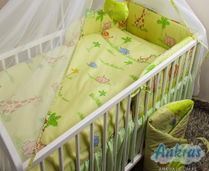 Bērnu gultas veļa: 2 daļas virspalags + spilvendrāna Ankras ZOO green K-2t135