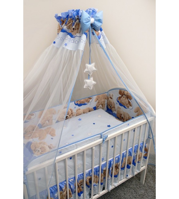 Bērnu gultas veļa: 6 daļas ANKRAS FUNNY BEAR K-6 blue ANKR-FB-B.K6
