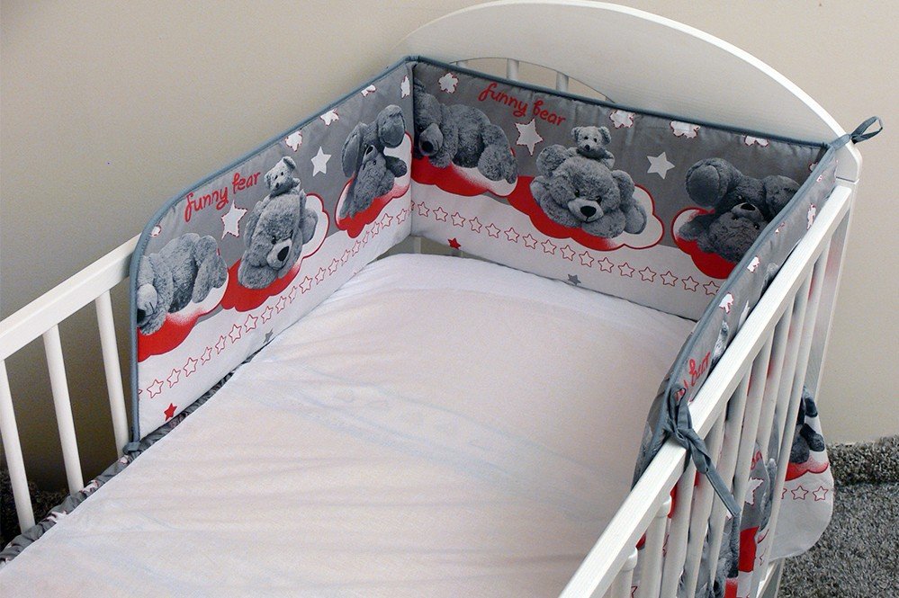 Bērnu gultiņas aizsargapmale 180 сm ANKRAS FUNNY BEAR blue