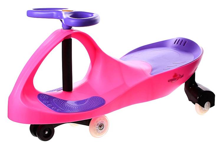 Bērnu mašīna Crazy Car ar LED riteņiem un klaksonu Pink