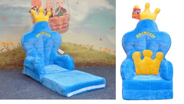 Bērnu mīksts krēsls - gulta Throne Blue