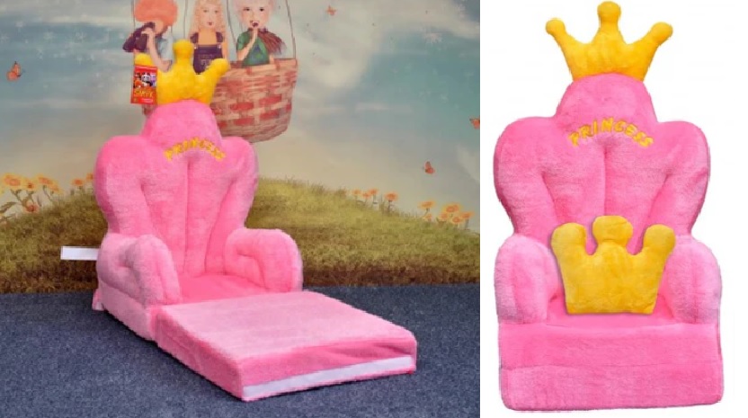 Bērnu mīksts krēsls - gulta Throne Pink