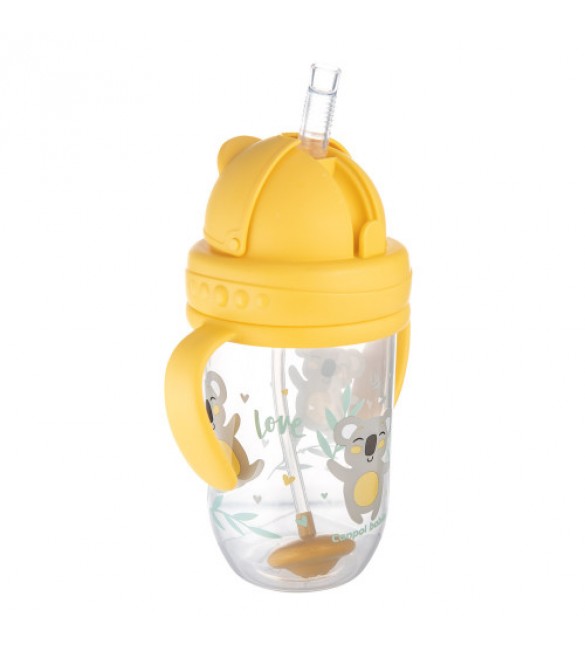 Bērnu pudele ar salmiņu 270ml Canpol EXOTIC yellow 56/606