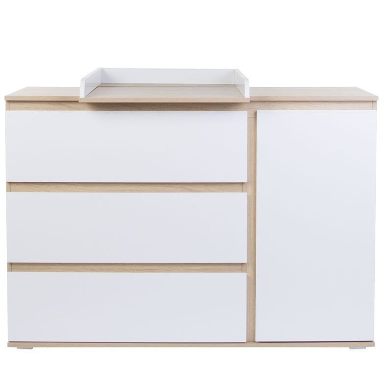 Kumode CHILDHOME Palma White Oak Chest Extra wide 3 + 1 Drawers + Changing Unit