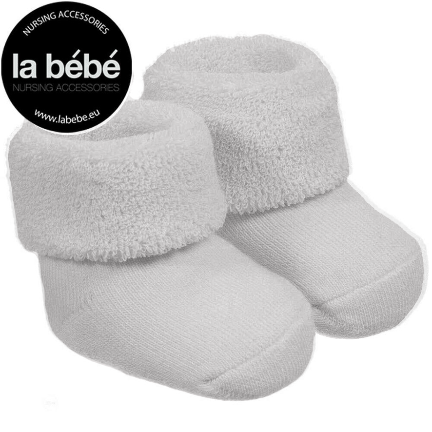 La Bebe Eco Cotton Baby Socks with rubber grip Beige-Grey Dabīgas kokvilnas mazuļu zeķītes