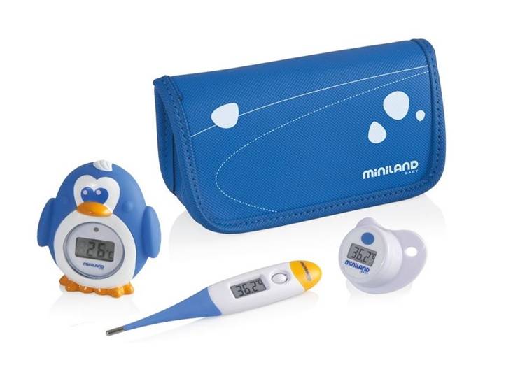 Miniland ThermoKit Plus Blue Digitālo Termometru komplekts: Ķermeņa + Knupis + Ūdenim