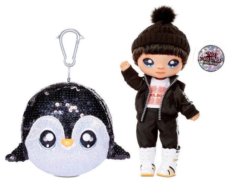 Na! Na! Na! Surprise 2-in-1 Fashion Doll Boy Andre Avalanche & Plush Pom with Confetti Penguin