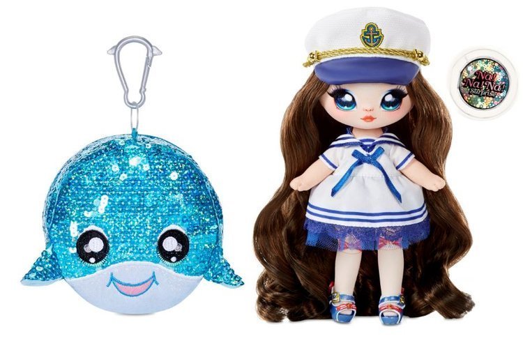 Na! Na! Na! Surprise 2-in-1 Fashion Doll Sailor Blu & Plush Pom with Confetti Whale
