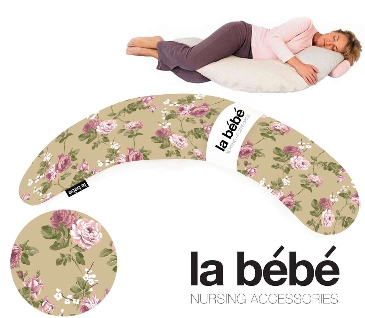 PĀRVALKS pakaviņam 200 cm La Bebe Maternity Pillow Cover Moon Roses
