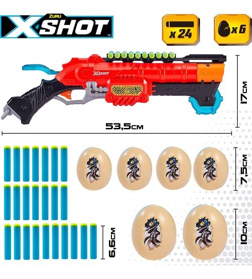 Pistole ar 24 porol. šautriņām, 6 olām X-Shot Dino Attack ZURU CB46560