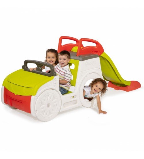 Rotaļu mašīna ar slidkalniņu un smilšu kasti Smoby Adventure Car 840205