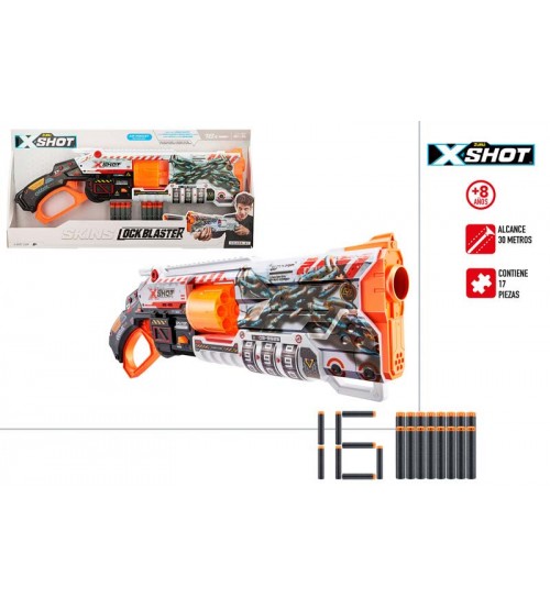 X-Shot Skins Lock Blaster Pistole ar 16 porol. šautriņām CB47144