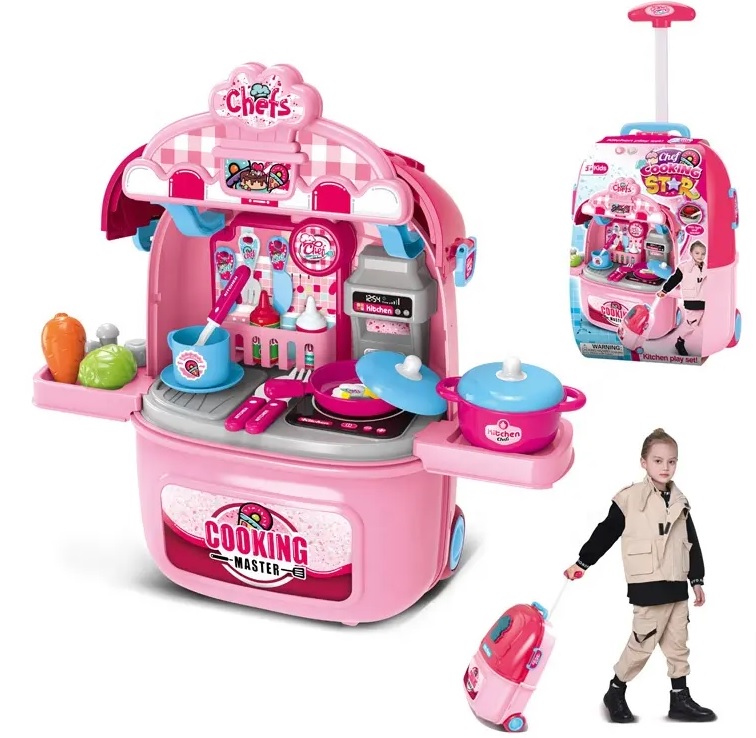 Bērnu virtuve Koferis 2in1 pink