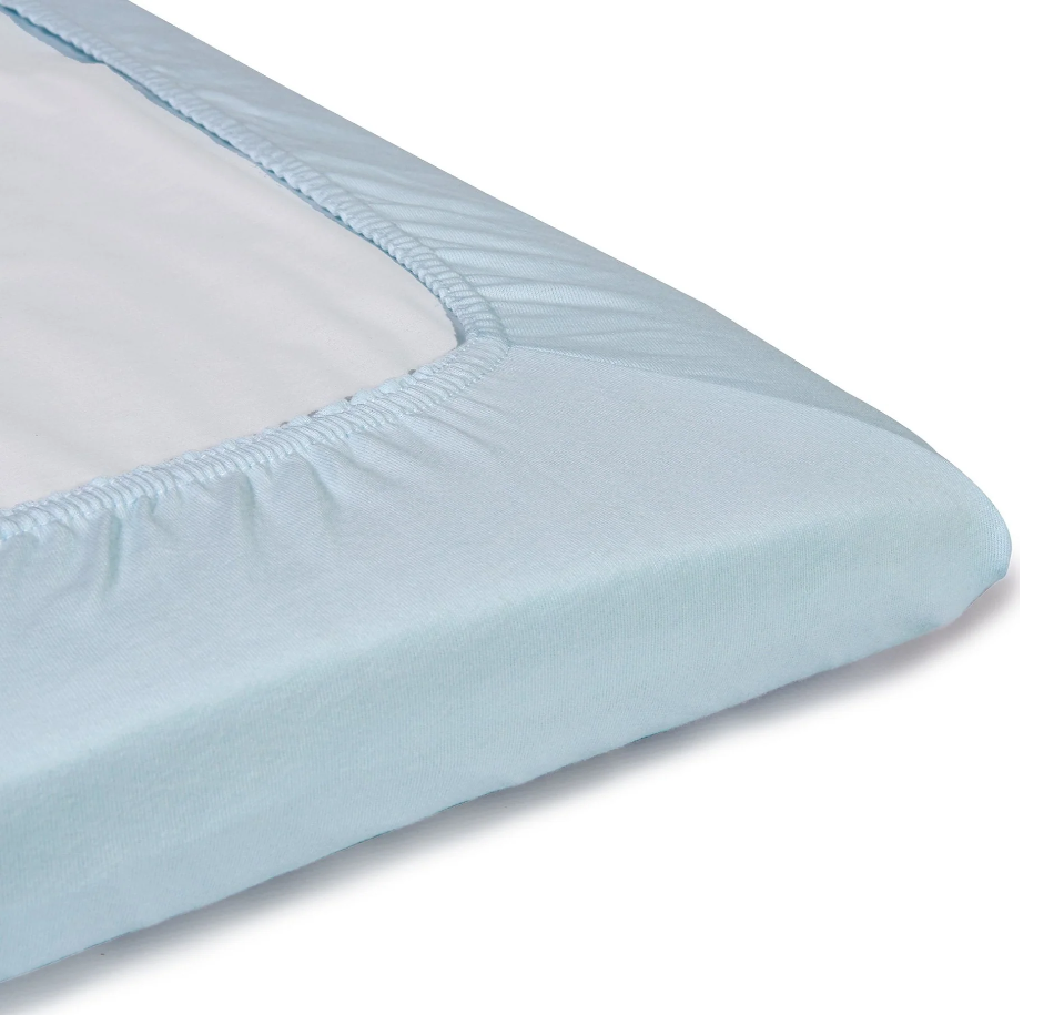 Kokvilnas palags ar gumiju gultai 120 x 60 cm TROLL Jersey De Lux Blue
