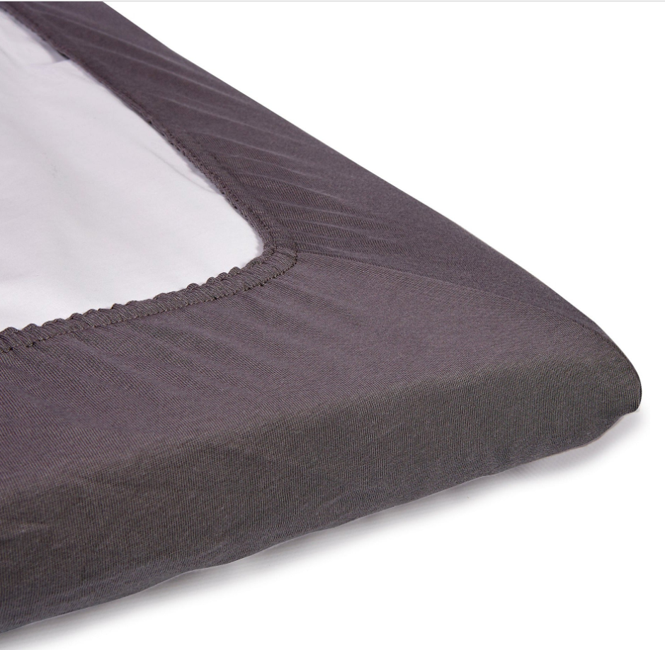 Kokvilnas palags ar gumiju gultai 120 x 60 cm TROLL Jersey De Lux Grey