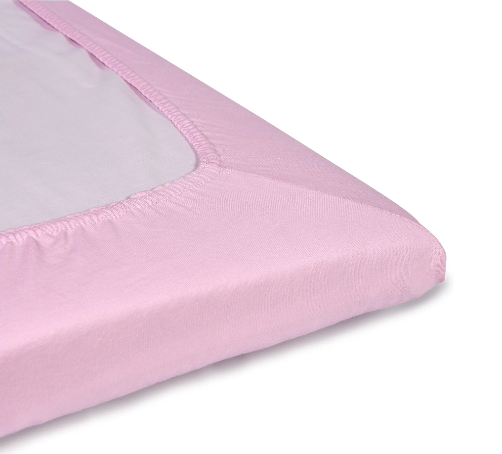 Kokvilnas palags ar gumiju gultai 120 x 60 cm TROLL Jersey De Lux Pink