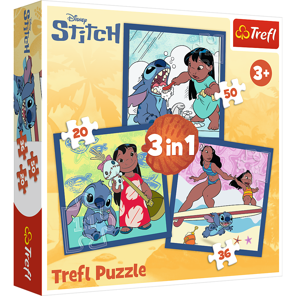 3-in-1 Puzzle – Time with Stitch – Lilo and Stitch Trefl 34896