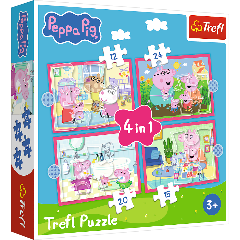 4-in-1 Puzzle (12, 15, 20, 24) – Peppa Loves Adventures – Trefl 34672