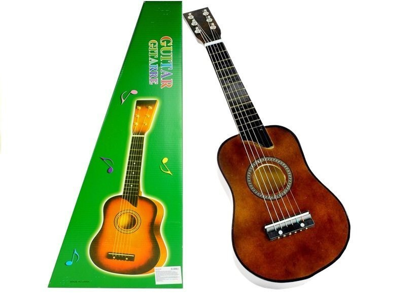 Dark Brown Wooden Guitar Looking Like Real